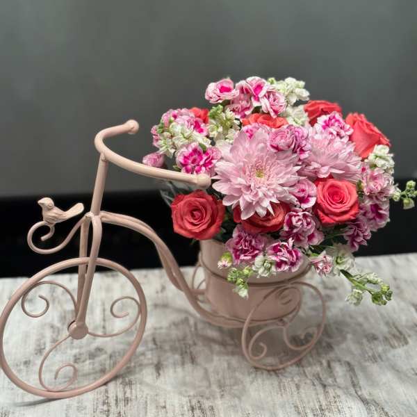 Whimsical Bicycle Flower Arrangement