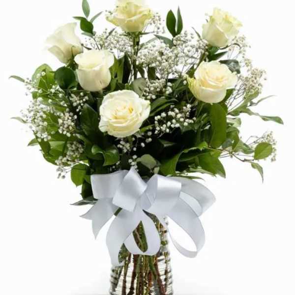 1/2 Dozen White Roses