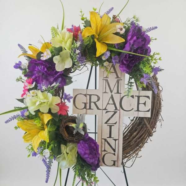 Amazing Grace Grapevine Wreath