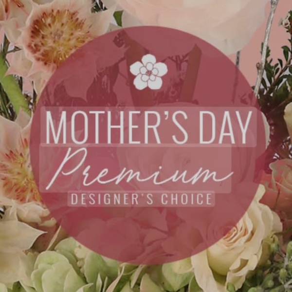Mother's Day premium floral arrangement with pale peach and cream blooms