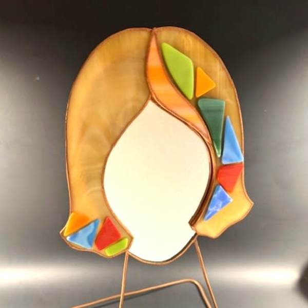 #A010 - Amber Mosaic Face Mirror