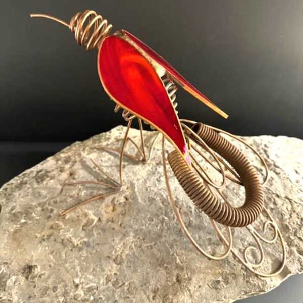 #A113 - Red Iridized Bird