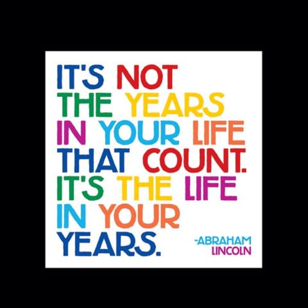 Colorful quote poster with large text on a white background