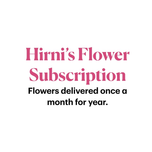 Text reading "Hirni's Flower Subscription" on a white background