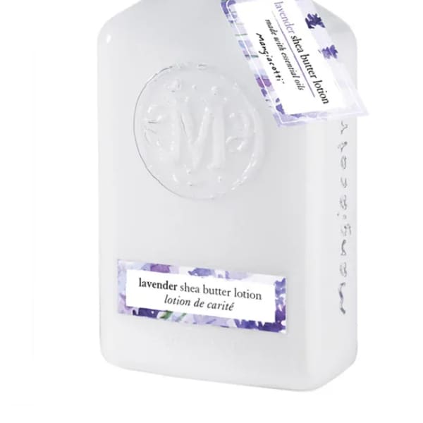 White lotion bottle with a pump and lavender label