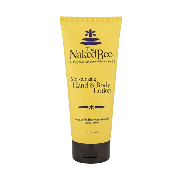 Yellow tube of hand and body lotion with black cap
