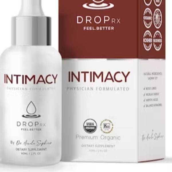 Bottle and box of Intimacy dietary supplement