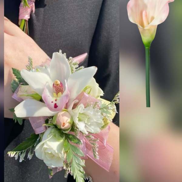 Prom Corsage & Boutonniere Combo - Calla Lilies