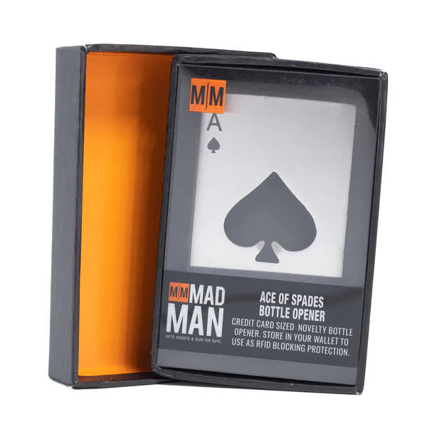 Ace of spades bottle opener in a black gift box