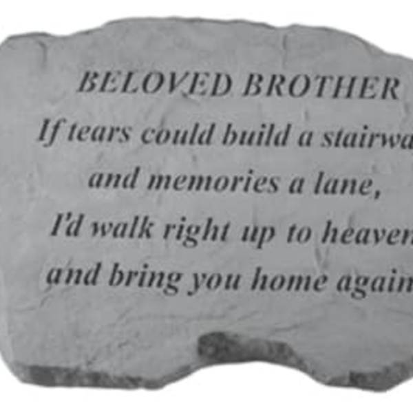 Memorial stone plaque with an engraved tribute to a brother