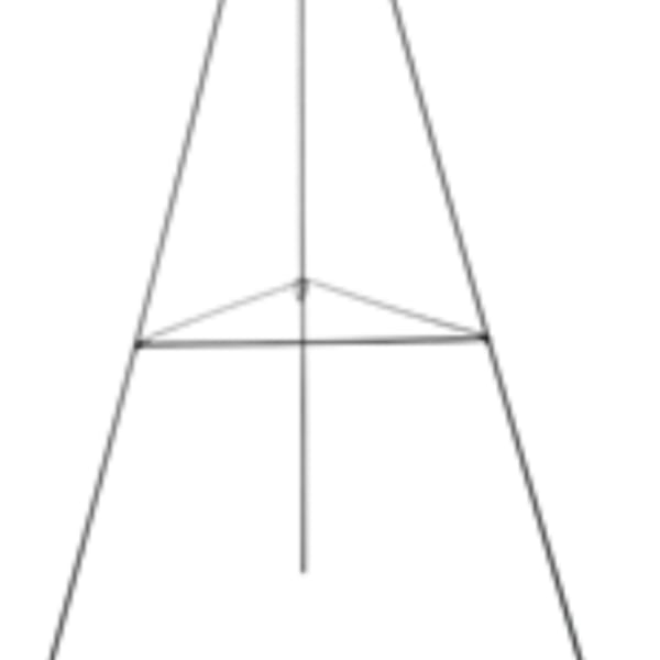 Minimal line drawing of a tall triangular shape with a horizontal crossbar