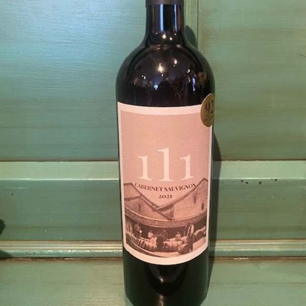 Bottle of 111 Cabernet Sauvignon wine standing upright