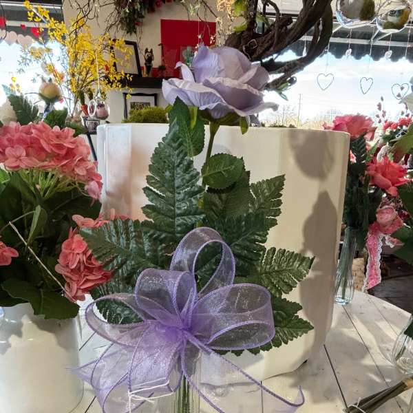 Lavender Artificial Rose Budvase