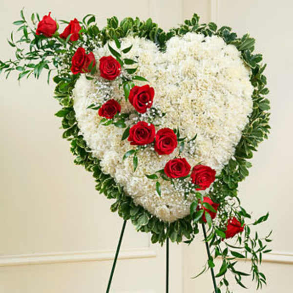 Always in My Heart Floral Heart - Red (Easel Stand)