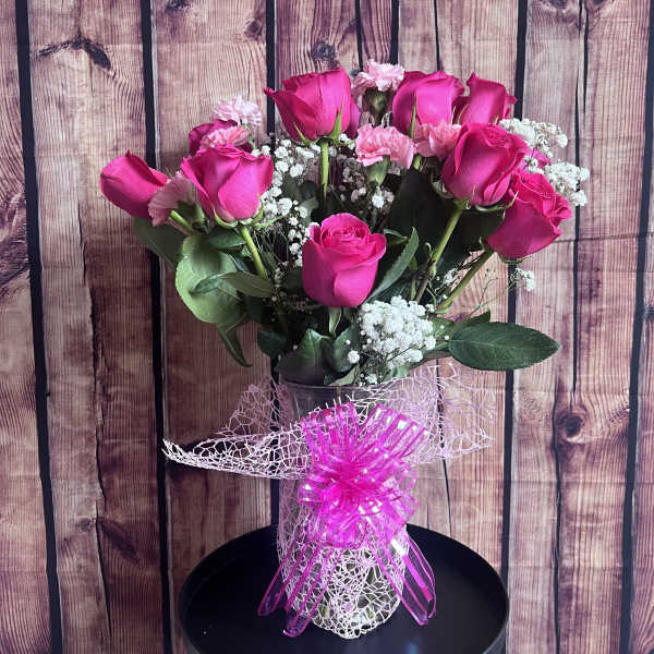 One Dozen Pink Roses