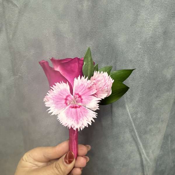Hot pink rose boutonnière