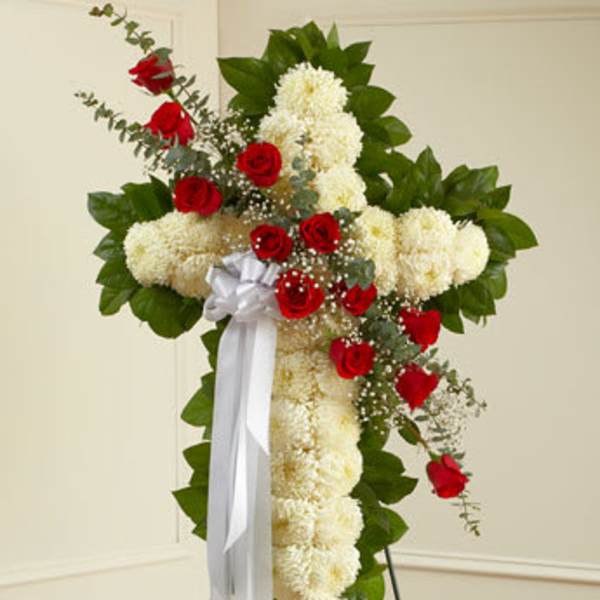 Red Peace and Prayers Cross (Easel Stand)