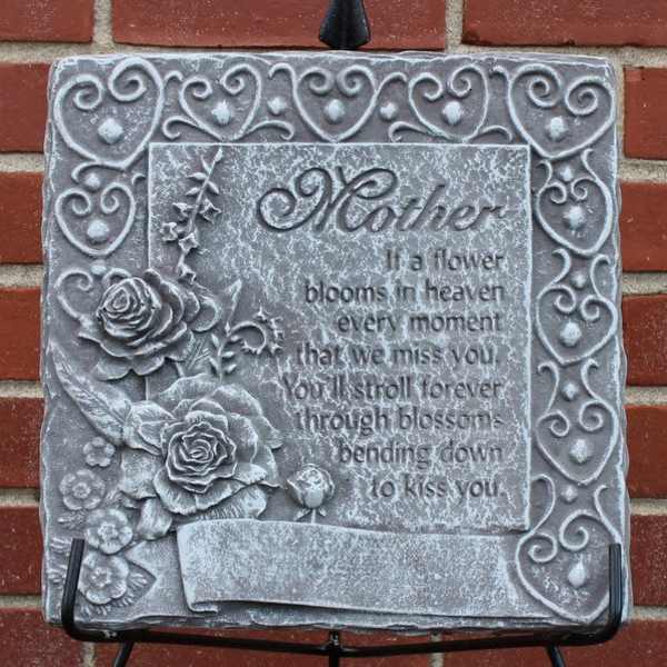 Decorative memorial plaque with roses and a mother tribute message