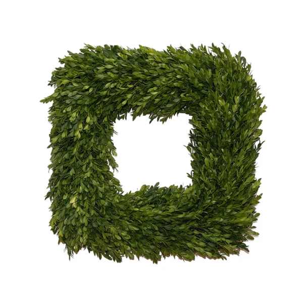 Square green foliage wreath with a hollow center