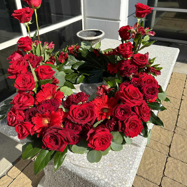Red rose urn arrangement