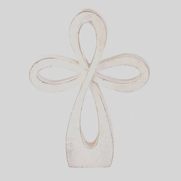 White Wash Tabletop Cross