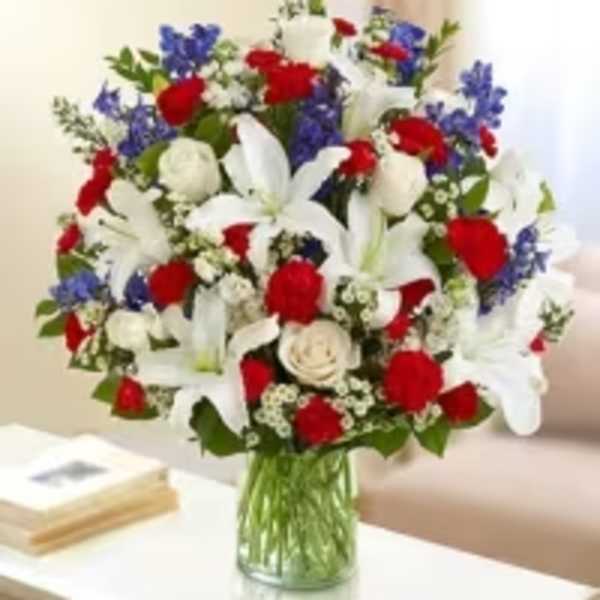 Florist Choice Red, White & Blue Sympathy Arrangement
