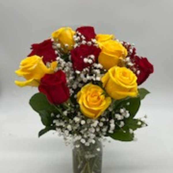 1 dozen roses mixed colors