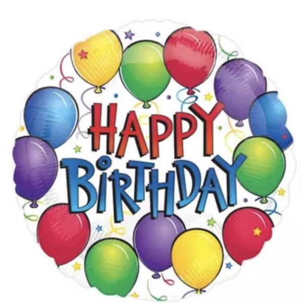 Happy Birthday balloon graphic with colorful balloons