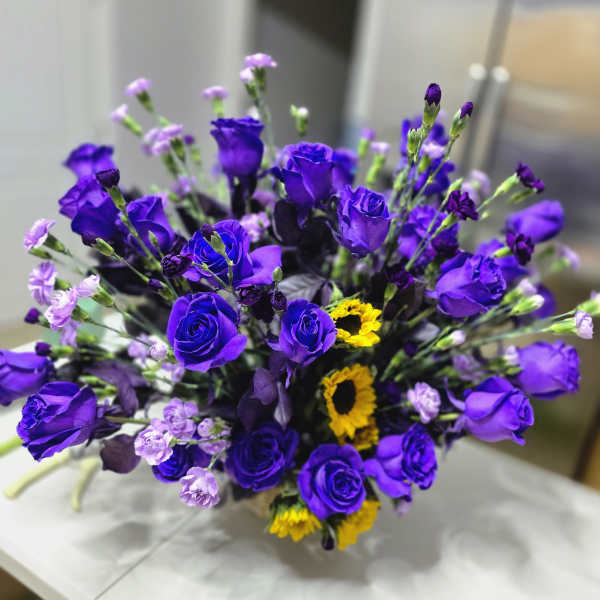 Purple & Sunflower Centerpiece