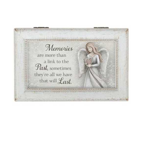 Decorative keepsake box with an angel and memorial quote