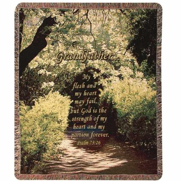 Memorial blanket with a forest scene and text for grandfather