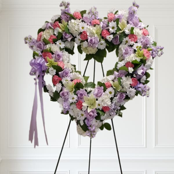 Lavender, pink and white Open heart