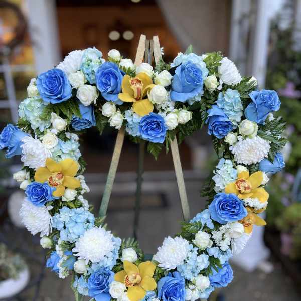 BLUE HEART WREATH