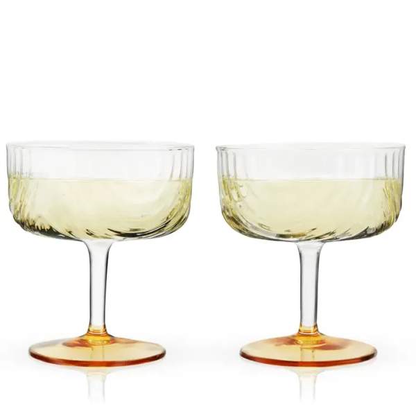 Deco Gatsby Gold-Plated Glass Coupes - Set of 2
