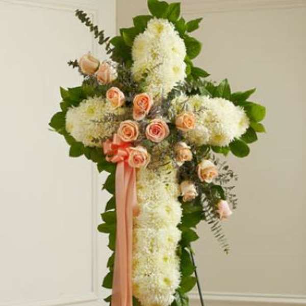 Peace and Prayers Standing Cross - Peach