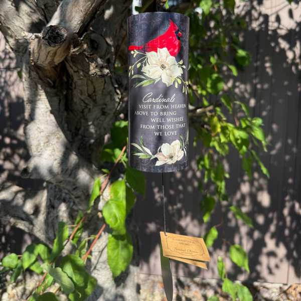 Wind Chime Cardinals Visit 18" Cylinder Sonnet Chime