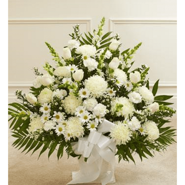 Large white floral spray with daisies and chrysanthemums