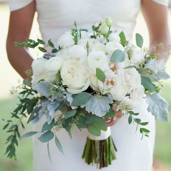Classic White Rose Bridal Bouquet