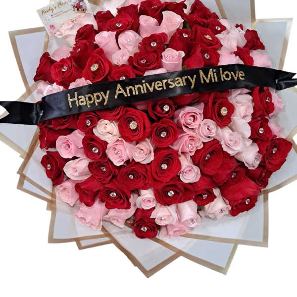 100 RED AND PINK ROSES