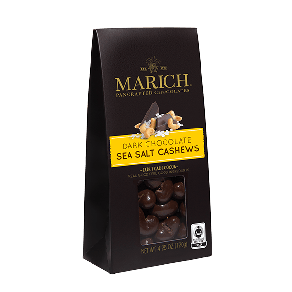 Box of dark chocolate sea salt cashews