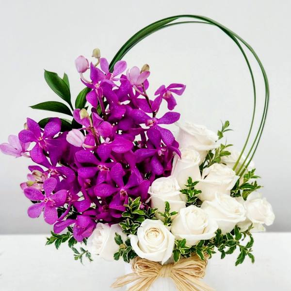 Orchids and White Roses