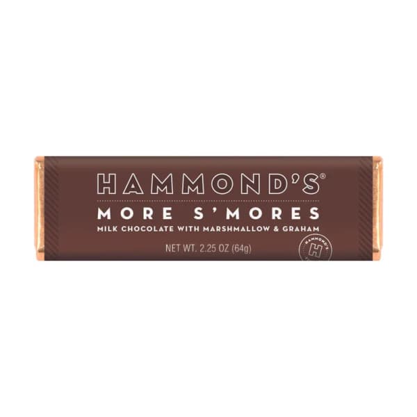 Chocolate bar wrapper labeled Hammond's More S'mores