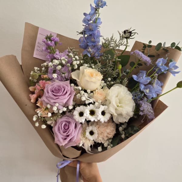 Creamy Lavender Blue Hand-tied Bouquet