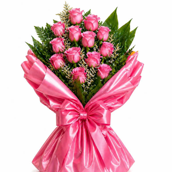 Pink Wrapped Rose Bouquet