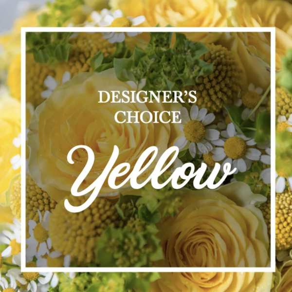 Yellow roses and small white daisies with green filler