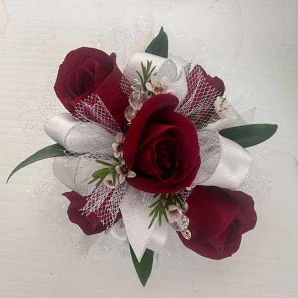Corsage - Wrist (White/Red)