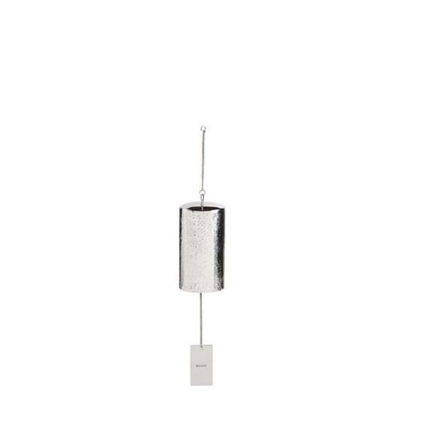 Silver hanging cylindrical lantern with a chain