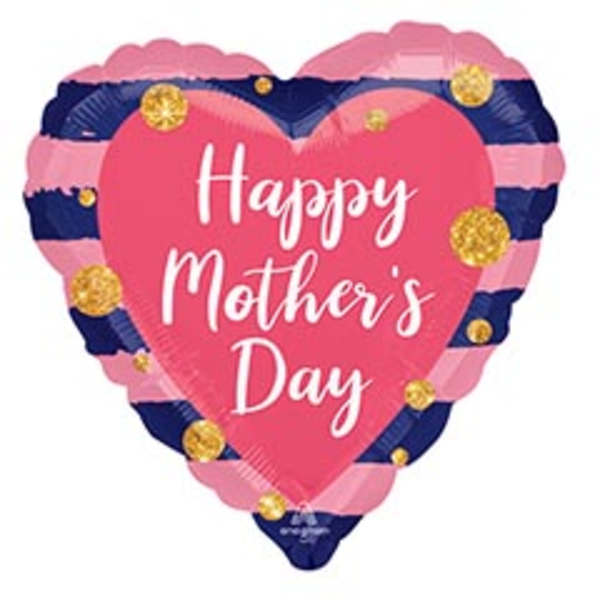 Navy & Pink Striped Mother's Day Mylar
