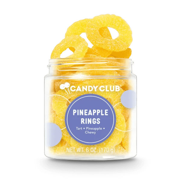 Jar of yellow pineapple ring candies