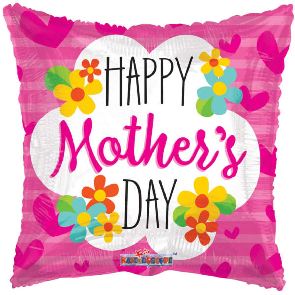Pink Mother's Day balloon with flowers and hearts